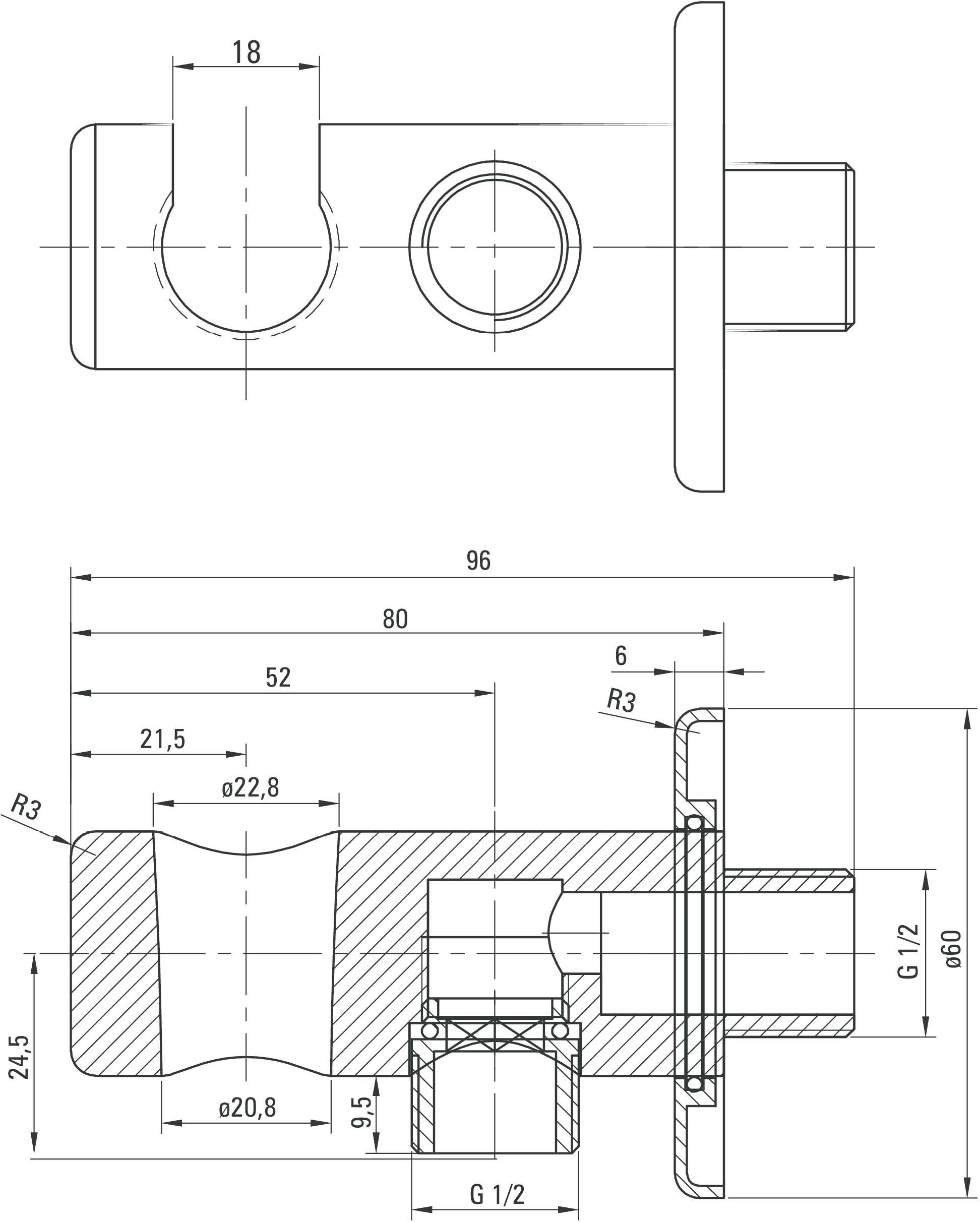 Komplet natryskowy z deszczownicą i boxem termostatycznym HIACYNT BIANCO BXYZAECT - kolor biały mat - rysunek techniczny 4